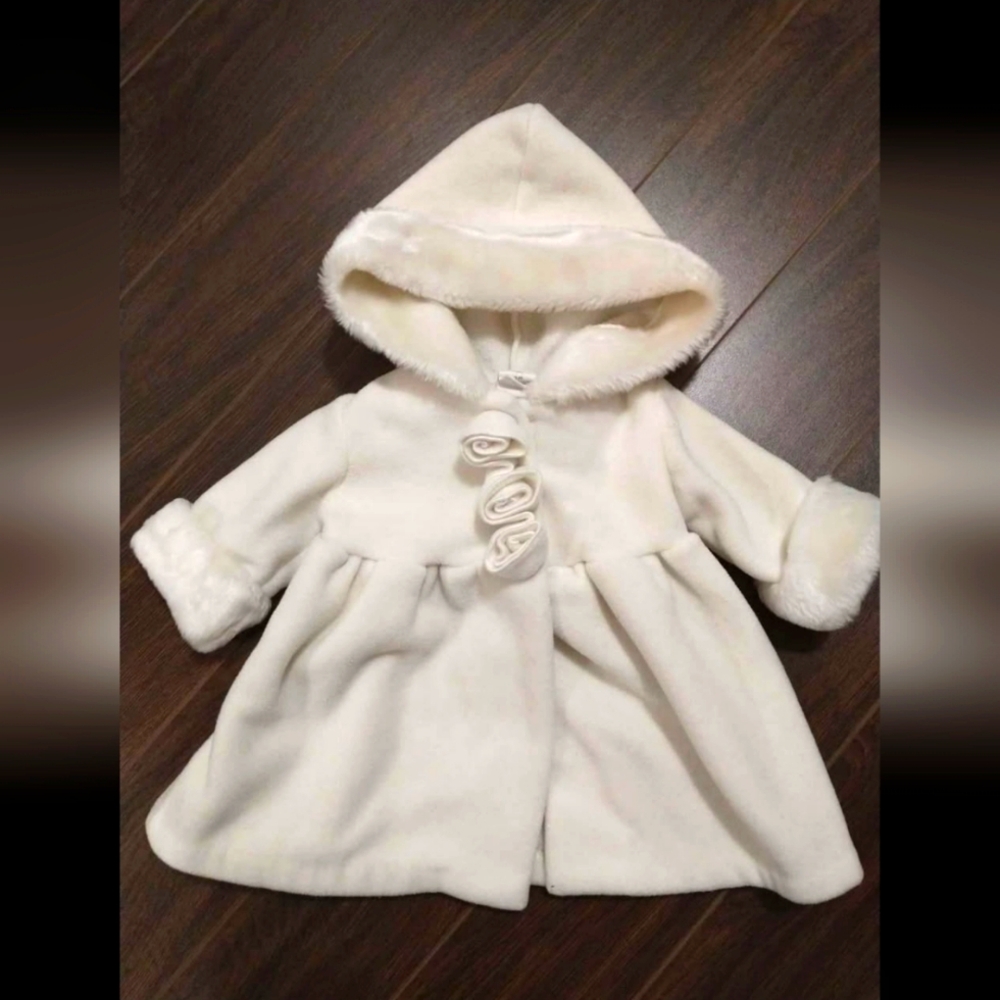 Baby Girl 3M Fancy Fleece Cream WinterCoat Great For Christmas Holiday Pictures